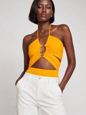 Sandro Assiya Orange Hardware Bodysuit NEW